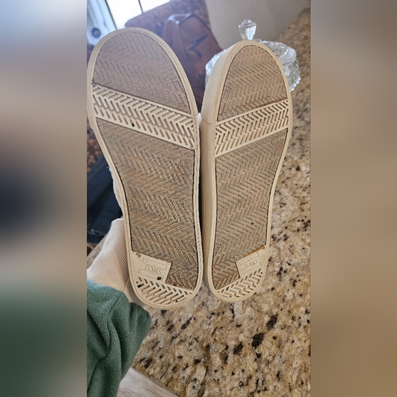 TOMS Sunrise Canvas Slip On Bow Flats Loafer Mules In Beige/ivory. Size 6 - Picture 9 of 15